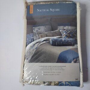 Donna Sharp Quilted 2 Standard Pillow Shams “Nautical Square ” Vintage NWT